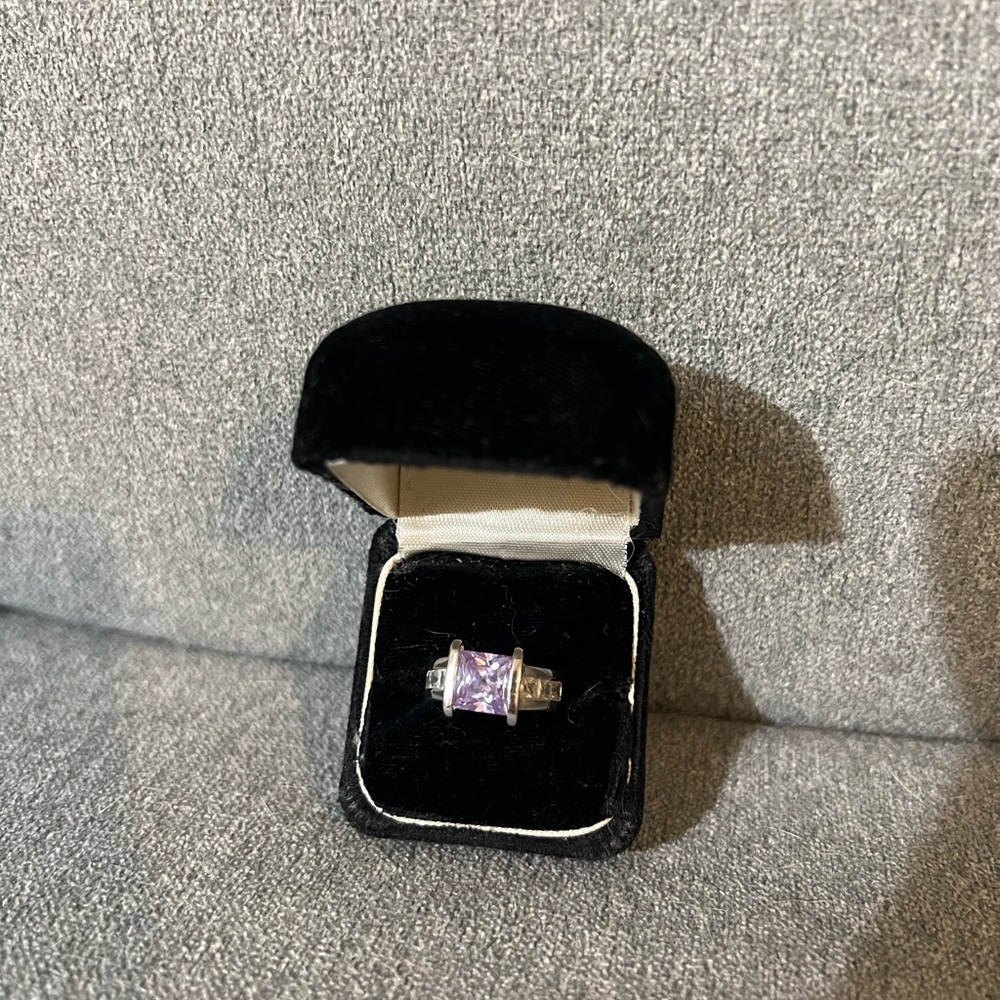 Elegant Purple Stone with Silver Band